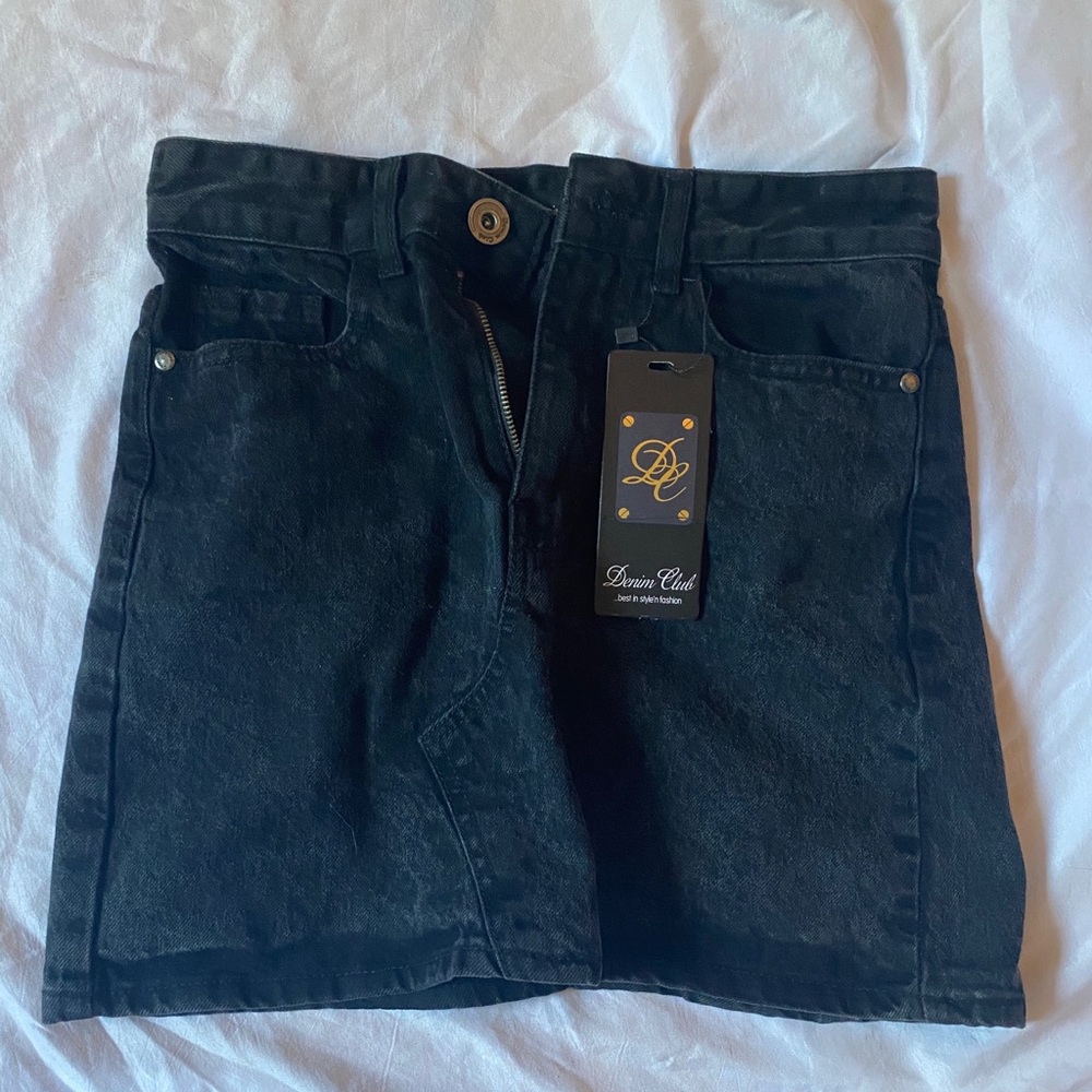 Black Denim Mini Skirt